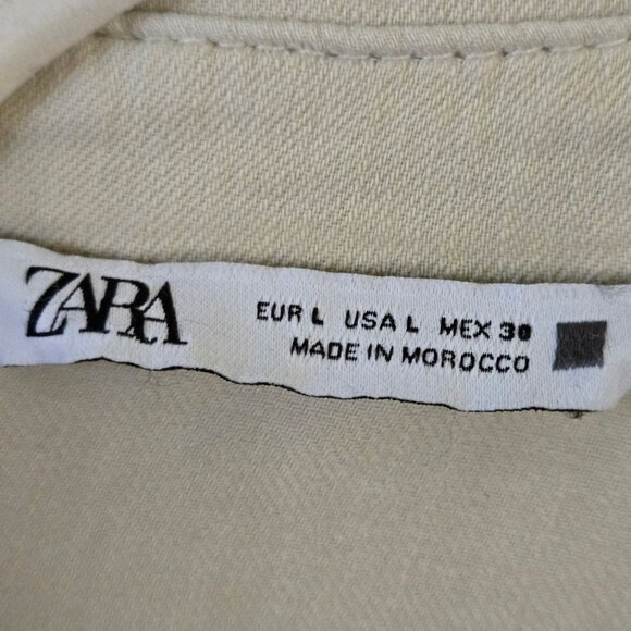 Zara 100% Cotton Cream Oversized Button Down Shirt Neutral Beige Size L - Picture 4 of 5